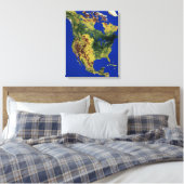 Topografisch Uitzicht van Noord- en Midden-Amerika Canvas Afdruk (Insitu (Slaapkamer))