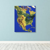 Topografisch Uitzicht van Noord- en Midden-Amerika Canvas Afdruk (Insitu (Houten vloer))