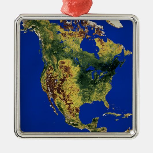 Topografisch Uitzicht van Noord- en Midden-Amerika Metalen Ornament (Voorkant)