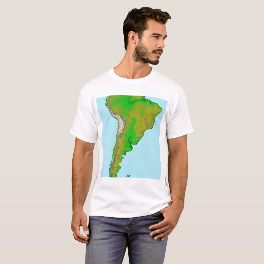 Topografisch uitzicht van Zuid-Amerika T-shirt (Voorkant volledig)