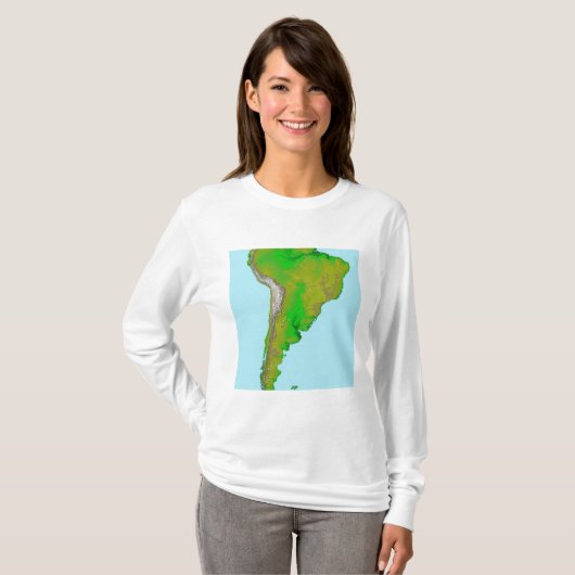 Topografisch uitzicht van Zuid-Amerika T-shirt (Voorkant volledig)