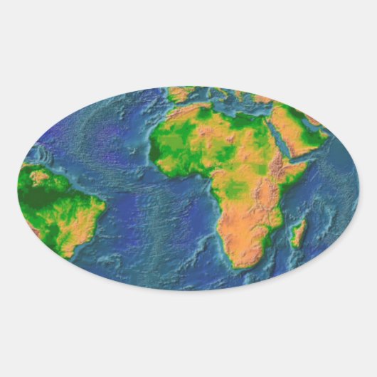 Topografische aarde ovale sticker (Voorkant)