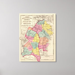 Topografische atlas van de provincie Maryland 4 Canvas Afdruk