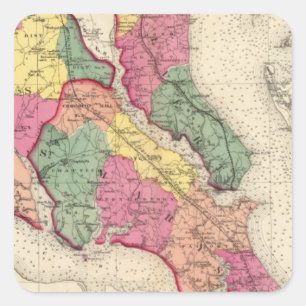 Topografische atlas van de provincie Maryland 6 Vierkante Sticker