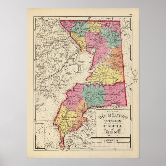 Topografische atlas van de provincie Maryland Poster (Voorkant)