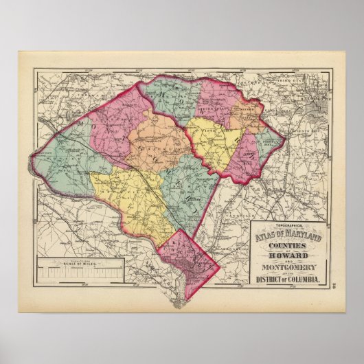 Topografische atlas van de provincies Maryland 2 Poster (Voorkant)