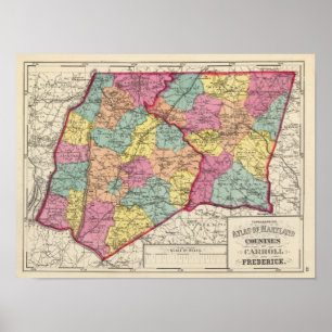 Topografische atlas van de provincies Maryland 5 Poster
