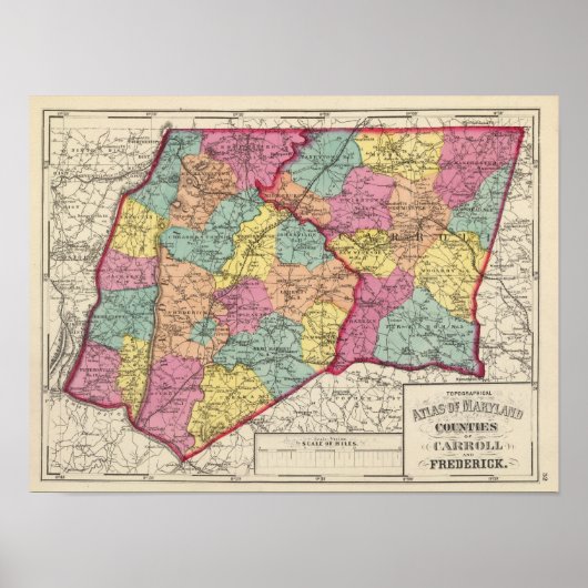 Topografische atlas van de provincies Maryland 5 Poster (Voorkant)