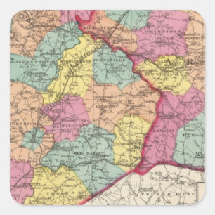 Topografische atlas van de provincies Maryland 5 Vierkante Sticker