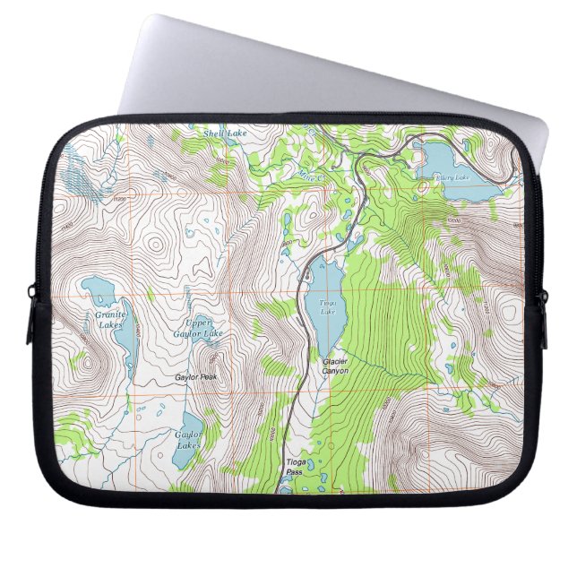 Topografische contourkaart laptop sleeve (Voorkant)