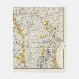 Topografische kaart en Glacial Kaart van New Hamps Fleece Deken