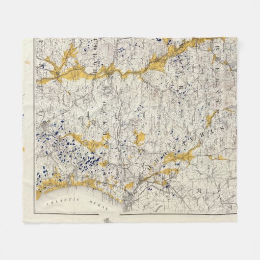 Topografische kaart en Glacial Kaart van New Hamps Fleece Deken (Voorkant (Horizontaal))