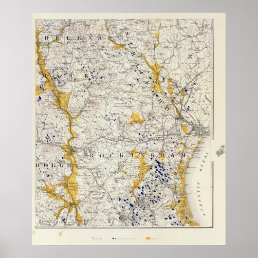 Topografische kaart en Glacial Kaart van New Hamps Poster (Voorkant)