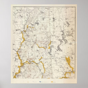 Topografische kaart en Glacial Kaart van New Hamps Poster