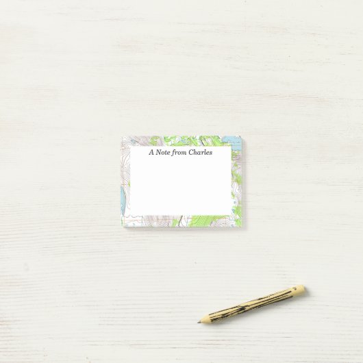 Topografische kaart gepersonaliseerd post-it® notes (Op bureau)