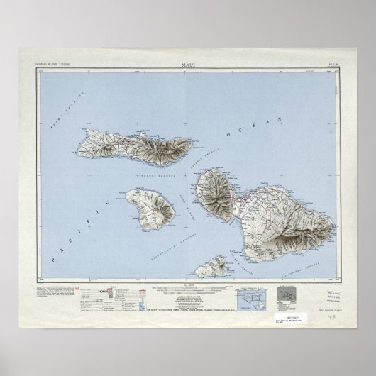  topografische kaart Maui Hawaii Poster (Voorkant)