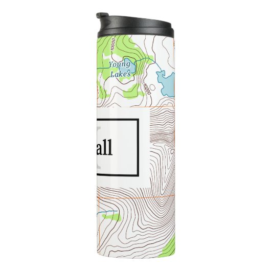 Topografische kaart met Jouw naam en Monogram Thermosbeker (Geroteerd rechts)