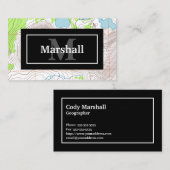 Topografische kaart met Jouw naam en Monogram Visitekaartje (Voorkant / Achterkant)