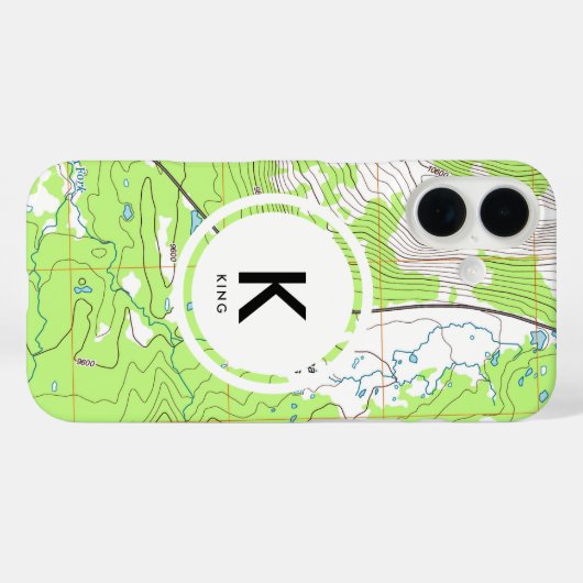 Topografische kaart Monogram Case-Mate iPhone Case (Achterkant (horizontaal))