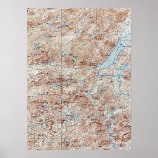 Topografische kaart Piseco Lake New York Poster (Voorkant)