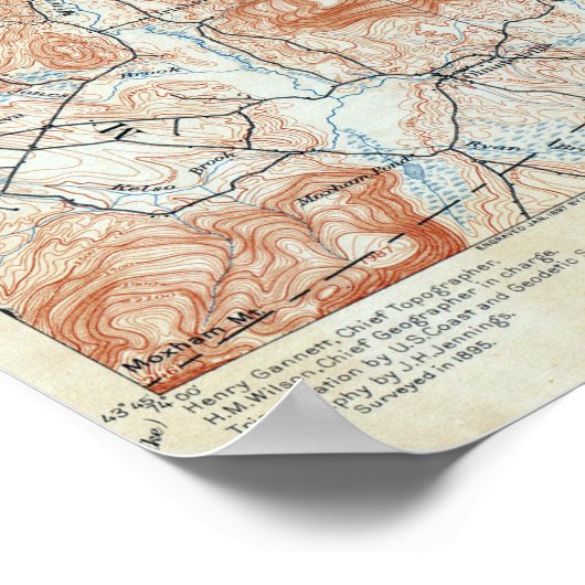 Topografische kaart  Schroon Lake New York Poster (Hoek)