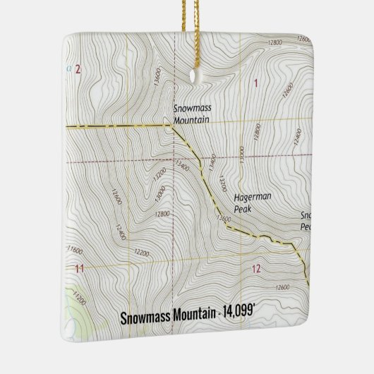 Topografische kaart Snowmass Mountain Keramisch Ornament (Rechts)