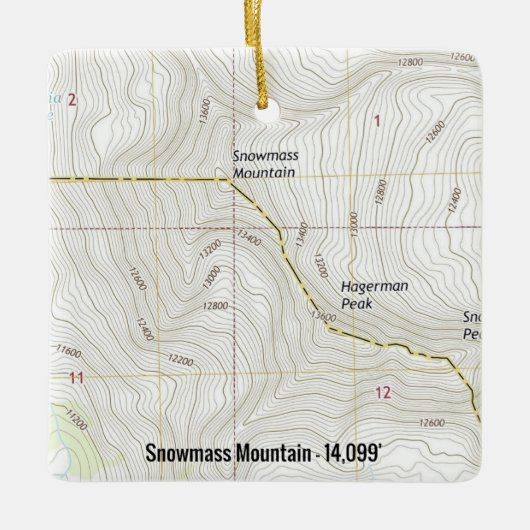 Topografische kaart Snowmass Mountain Keramisch Ornament (Voorkant)