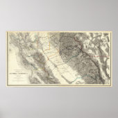 Topografische kaart van Centraal Californië Poster (Voorkant)