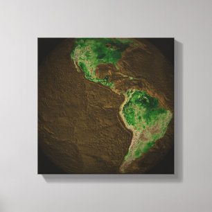Topografische kaart van de aarde canvas afdruk