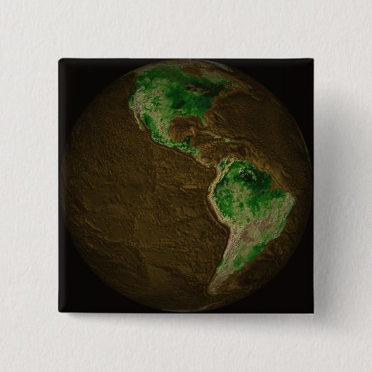 Topografische kaart van de aarde vierkante button 5,1 cm (Voorkant)