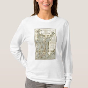 Topografische kaart van de baai van Narraganset T-shirt
