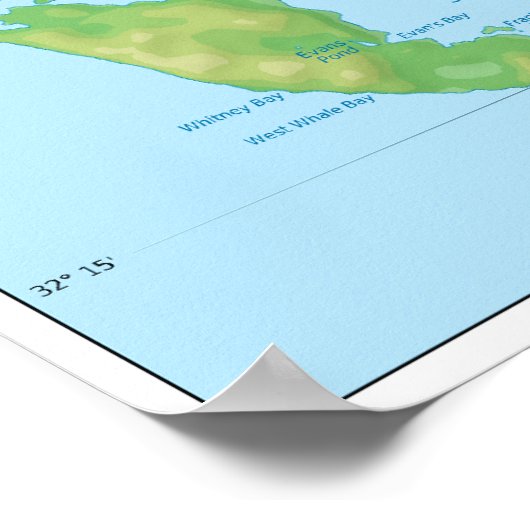 Topografische kaart van de Bermudaeilanden - Groot Poster (Hoek)