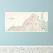 Topografische kaart van de staat Virginia (1928) Canvas Afdruk (Insitu (Houten vloer))