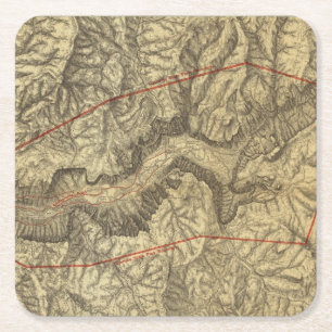 Topografische kaart van de Yosemite-vallei 2 Kartonnen Onderzetters