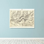 Topografische kaart van de Yosemite-vallei Canvas Afdruk (Insitu (Houten vloer))