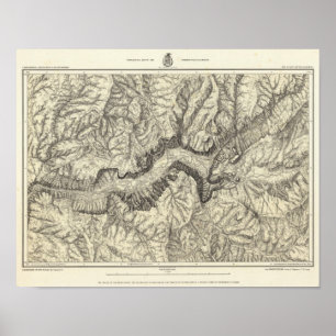 Topografische kaart van de Yosemite-vallei Poster