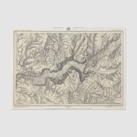 Topografische kaart van de Yosemite-vallei Tissuepapier (Voorkant)