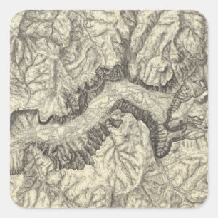 Topografische kaart van de Yosemite-vallei Vierkante Sticker