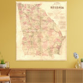 Topografische kaart van Georgië van Lloyd's (1864) Canvas Afdruk (Insitu (Woonkamer))