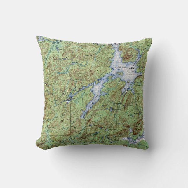 Topografische kaart van het  Cranberry Lake New Yo Kussen (Voorkant)