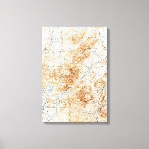 Topografische kaart van het Meer van Placid New Y Canvas Afdruk