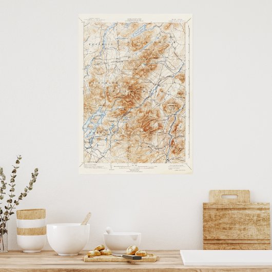 Topografische kaart van het Meer van Placid New Y Poster (Keuken)