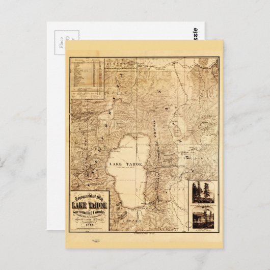 Topografische kaart van het meer van Tahoe (1874) (Voorkant / Achterkant)
