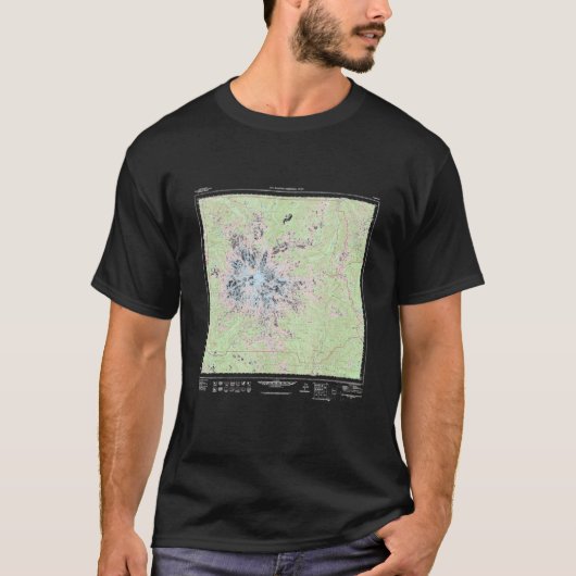 Topografische kaart van het nationale park Rainier T-shirt (Voorkant)