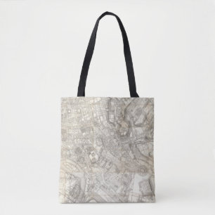 Topografische kaart van het oude Rome, Italië Tote Bag