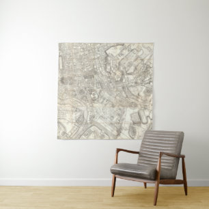 Topografische kaart van het oude Rome, Italië Wandkleed