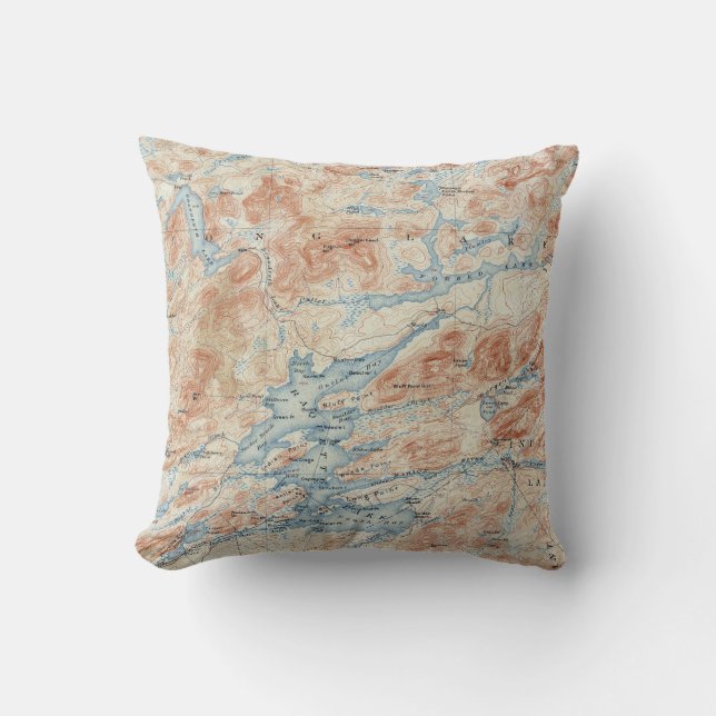 Topografische kaart van het  Raquette Lake New Yor Kussen (Voorkant)