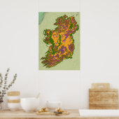 topografische kaart van Ierland Poster (Keuken)