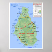 Topografische kaart van Montserrat in het Caribisc Poster (Voorkant)