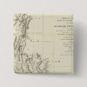 Topografische kaart van Nevada en Arizona Vierkante Button 5,1 Cm